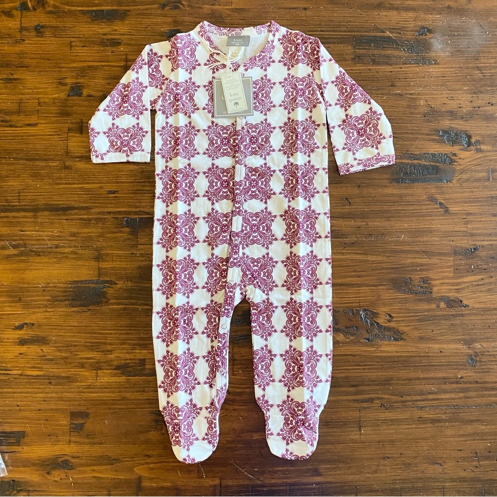 NWT Kate Quinn 6-12M Bloom Print Classic Footie Jumpsuit Organic Cotton Snap